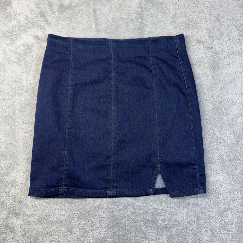 Free People Skirt Womens Small Blue Denim Stretch Mini Jean Cute Preppy Casual